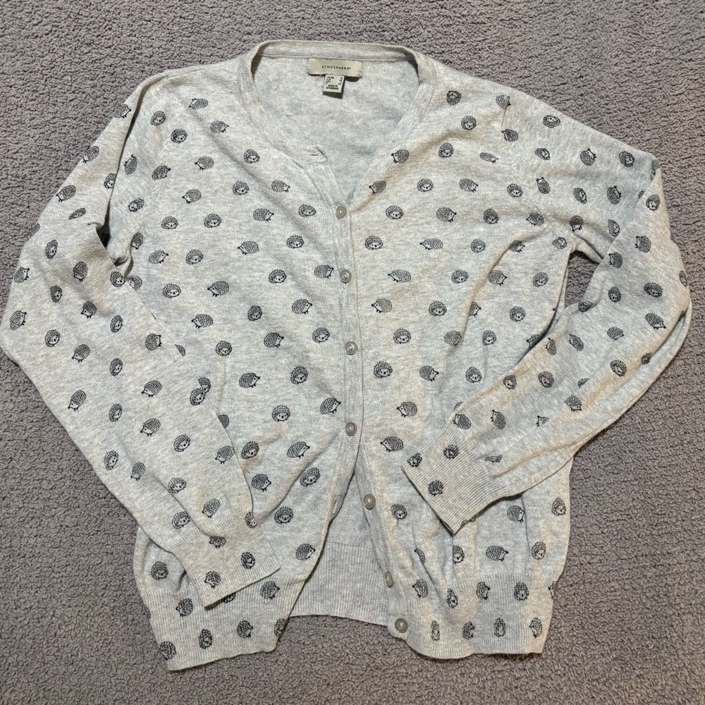 Atmosphere Gray Hedgehog Patterned Cardigan